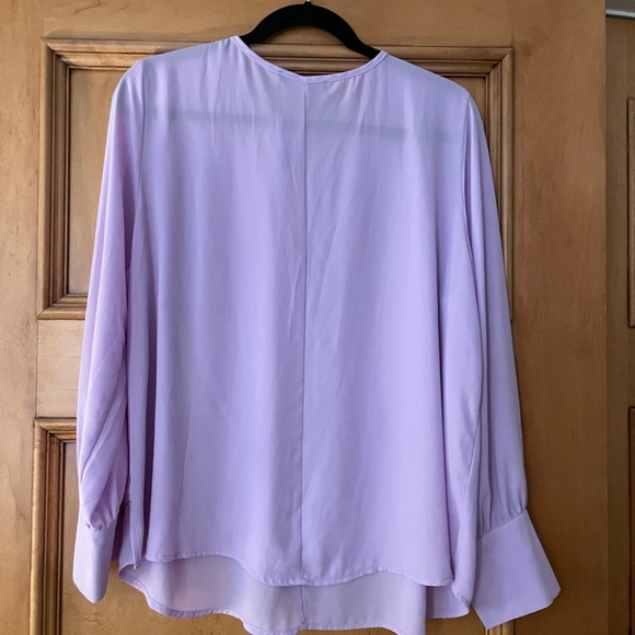 Eloquii Lilac Purple Sheer Blouse with Tie Front and arm slit Size 16 - Picture 2 of 5